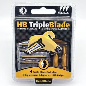 HeadBlade HB3 4 Triple Blade Refill Cartridges 2 Replacement Adaptors HB Caliper